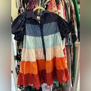 Queen of sparkles striped dress sz large nwt